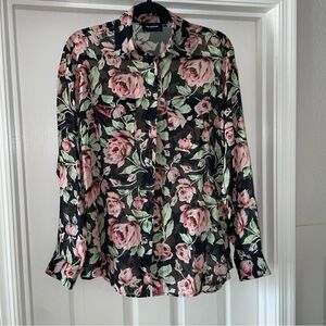 Kooples Floral Sheer Button-Up Blouse